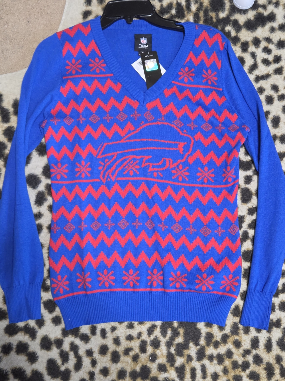 0NFL Blue and Red V-Neck Buffalo Bills Sweater